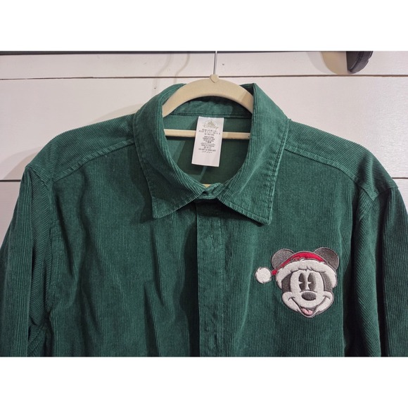 Disney Parks Green Corduroy Mickey Mouse Christmas Jacket Large Organic Cotton - Picture 4 of 13